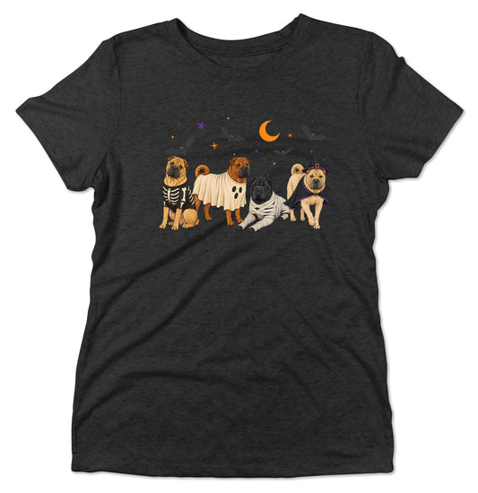 Chinese Shar Pei Halloween Lineup - Women's Tri-Blend T-Shirt