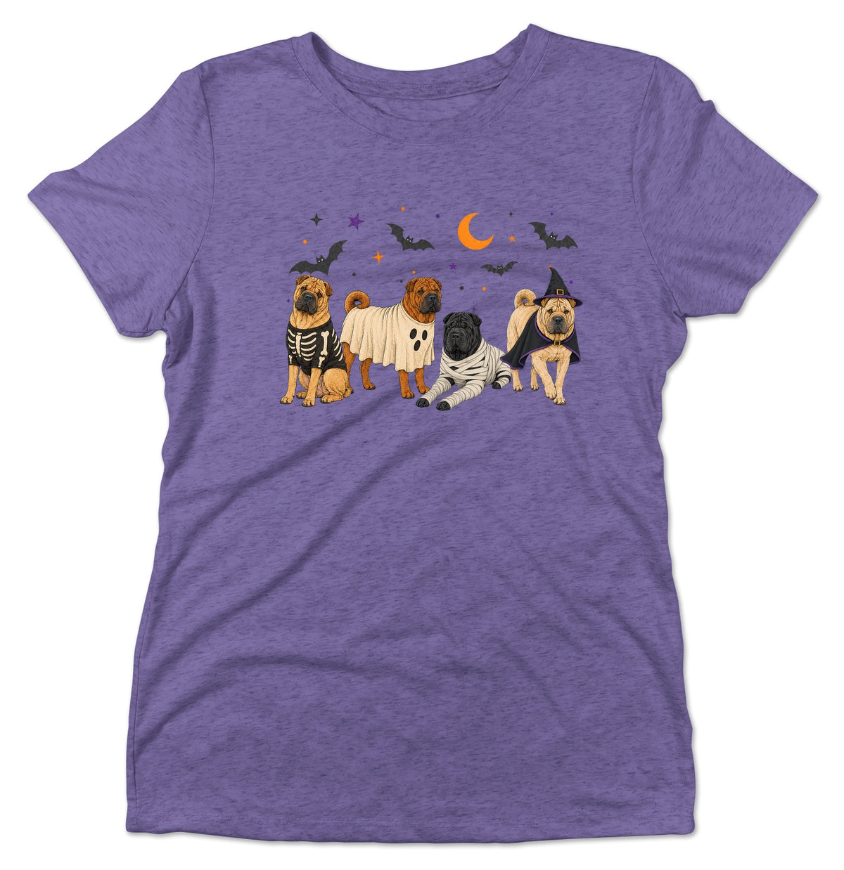 Chinese Shar Pei Halloween Lineup - Women's Tri-Blend T-Shirt