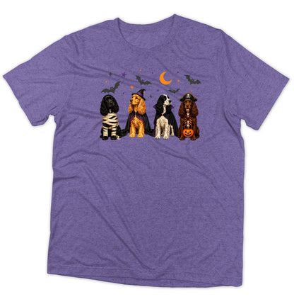 Cocker Spaniel Halloween Lineup - Adult Tri-Blend T-Shirt
