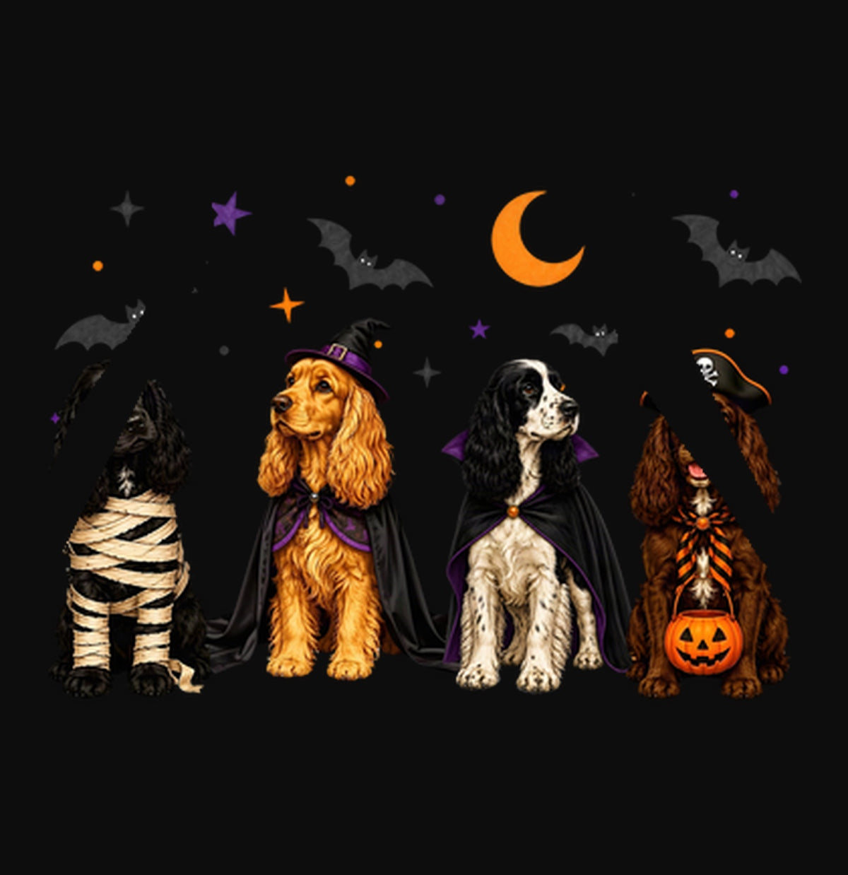 Cocker Spaniel Halloween Lineup - Adult Unisex Hoodie