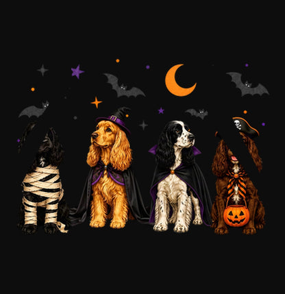 Cocker Spaniel Halloween Lineup - Adult Unisex Hoodie