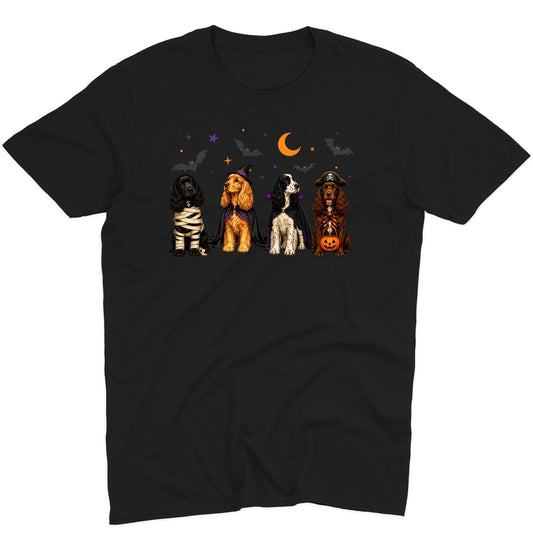 Cocker Spaniel Halloween Lineup - Adult Unisex T-Shirt