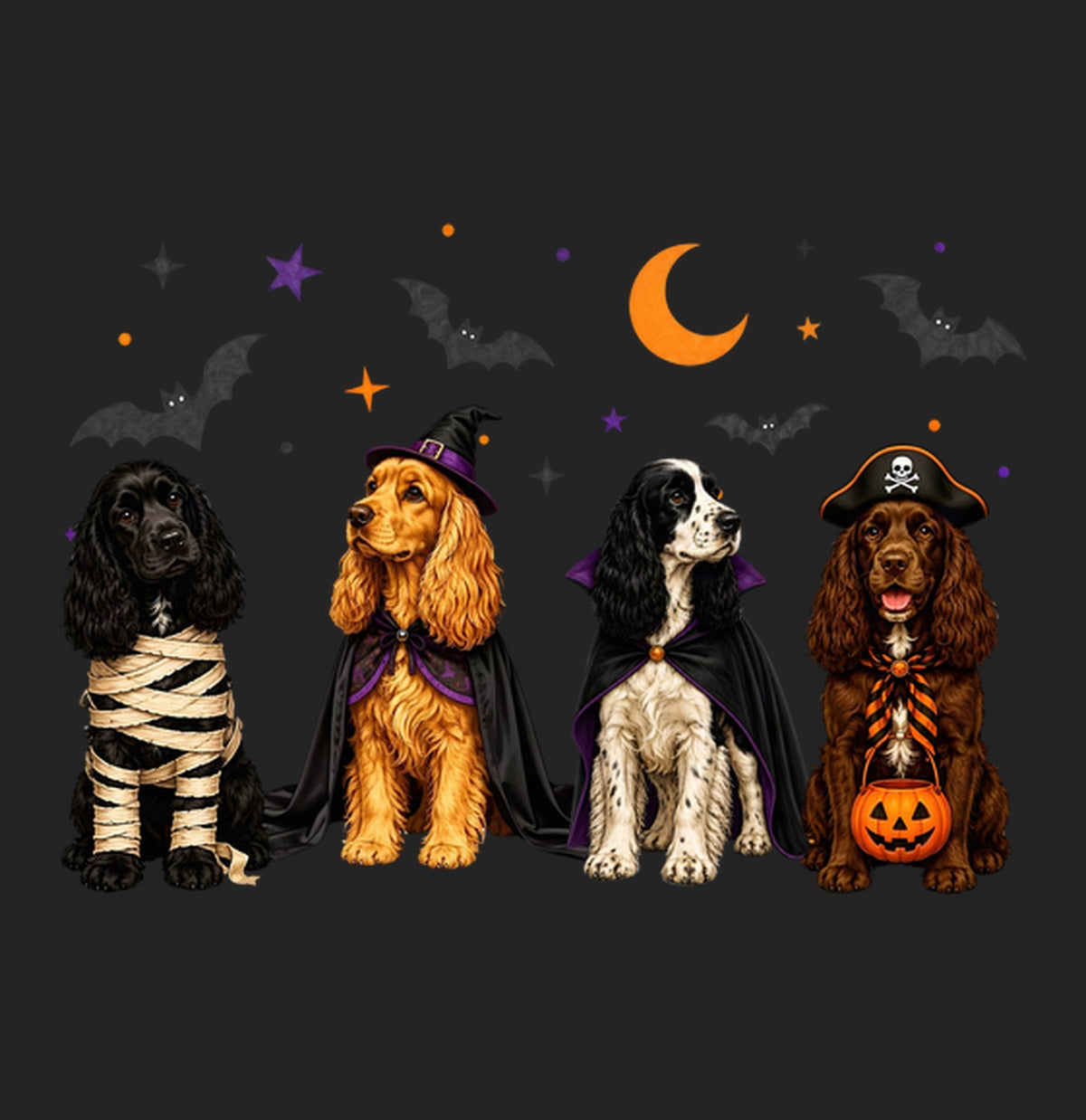Cocker Spaniel Halloween Lineup - Women's Tri-Blend T-Shirt