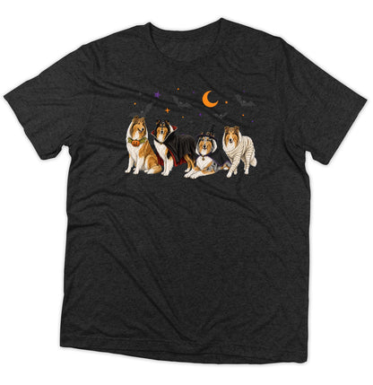 Collie Halloween Lineup - Adult Tri-Blend T-Shirt