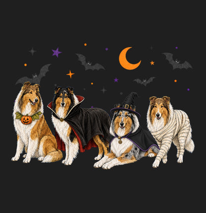 Collie Halloween Lineup - Adult Tri-Blend T-Shirt