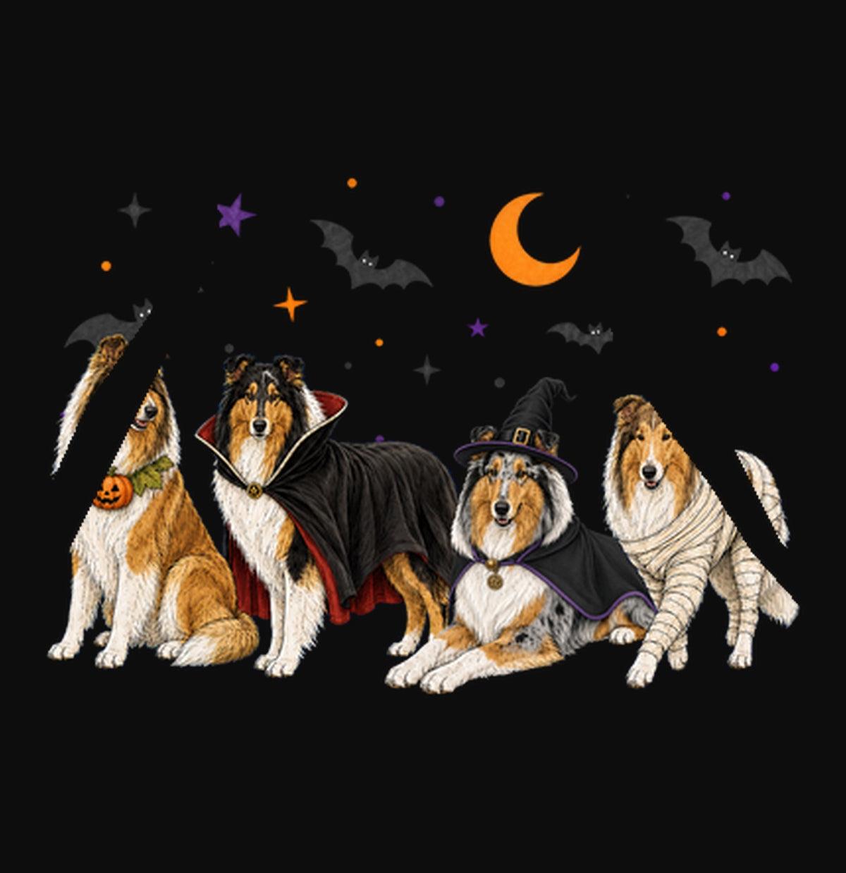 Collie Halloween Lineup - Adult Unisex Hoodie