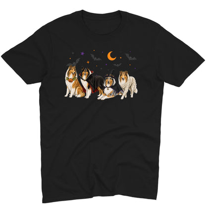 Collie Halloween Lineup - Adult Unisex T-Shirt