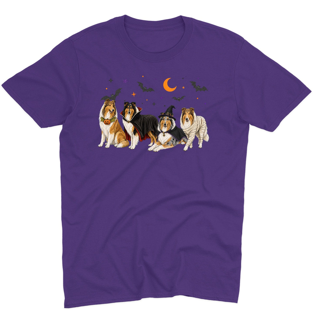 Collie Halloween Lineup - Adult Unisex T-Shirt