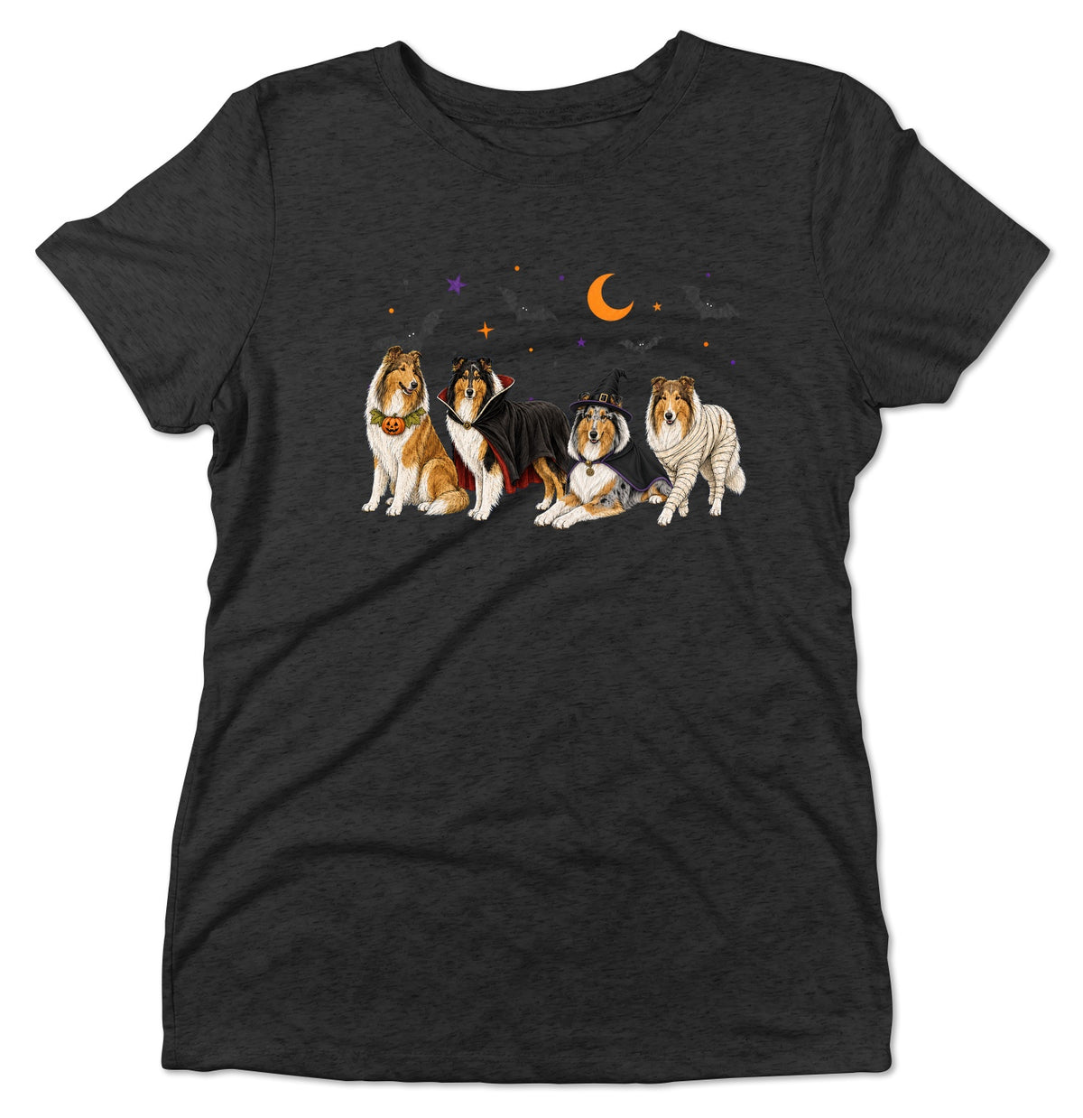 Collie Halloween Lineup - Women's Tri-Blend T-Shirt