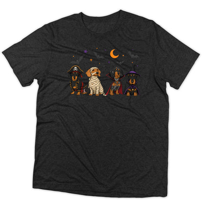 Dachshunds Halloween Lineup - Adult Tri-Blend T-Shirt