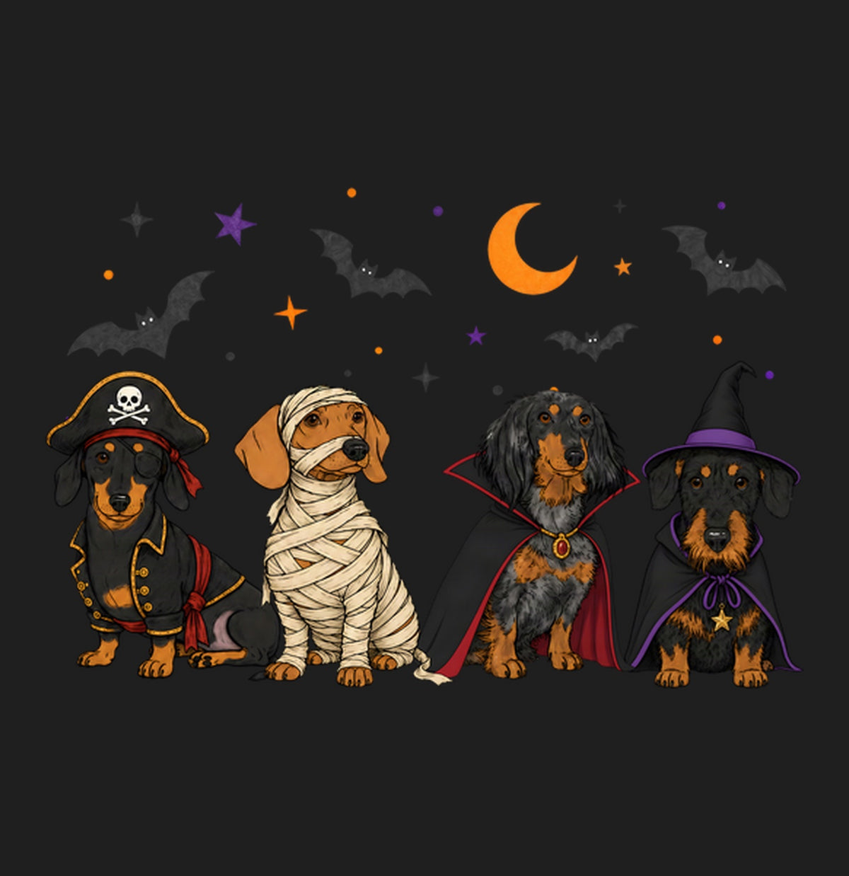 Dachshunds Halloween Lineup - Adult Tri-Blend T-Shirt