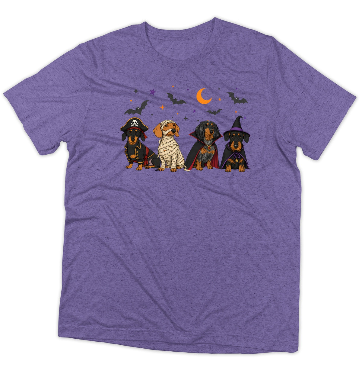 Dachshunds Halloween Lineup - Adult Tri-Blend T-Shirt