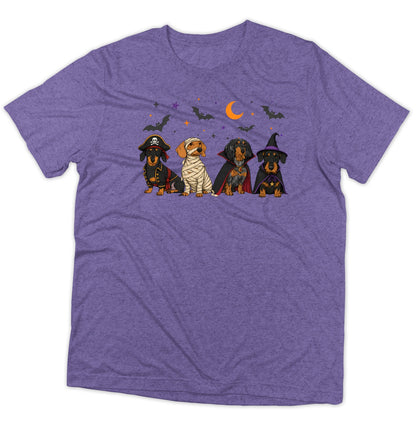 Dachshunds Halloween Lineup - Adult Tri-Blend T-Shirt