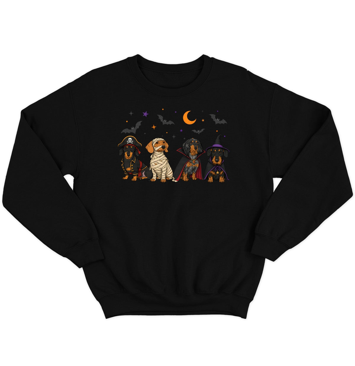 Dachshunds Halloween Lineup - Adult Unisex Crewneck Sweatshirt