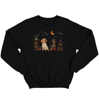 Dachshunds Halloween Lineup - Adult Unisex Crewneck Sweatshirt