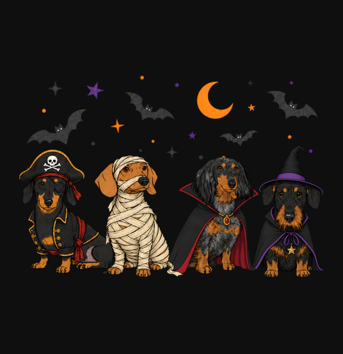Dachshunds Halloween Lineup - Adult Unisex Crewneck Sweatshirt
