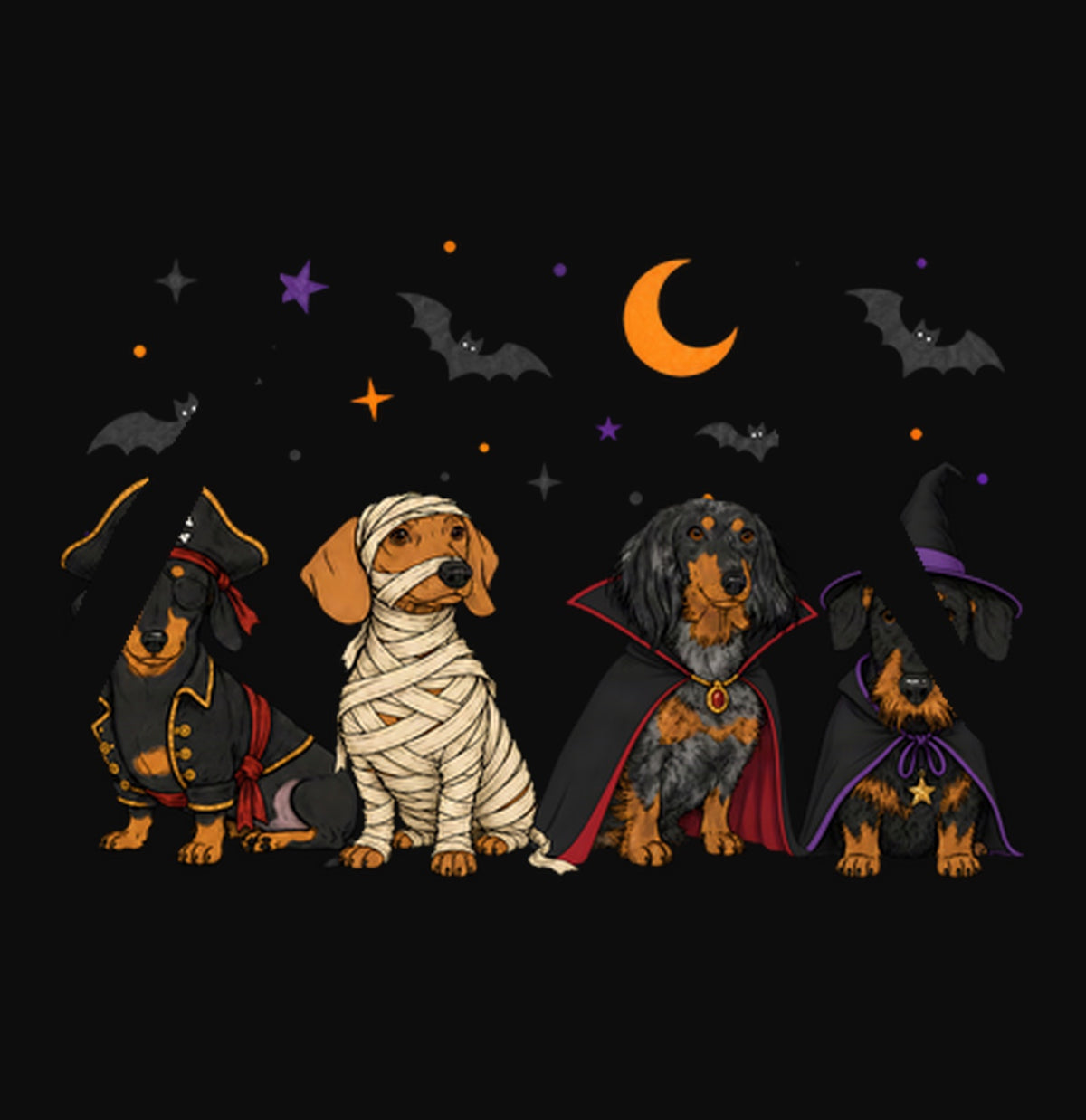 Dachshunds Halloween Lineup - Adult Unisex Hoodie