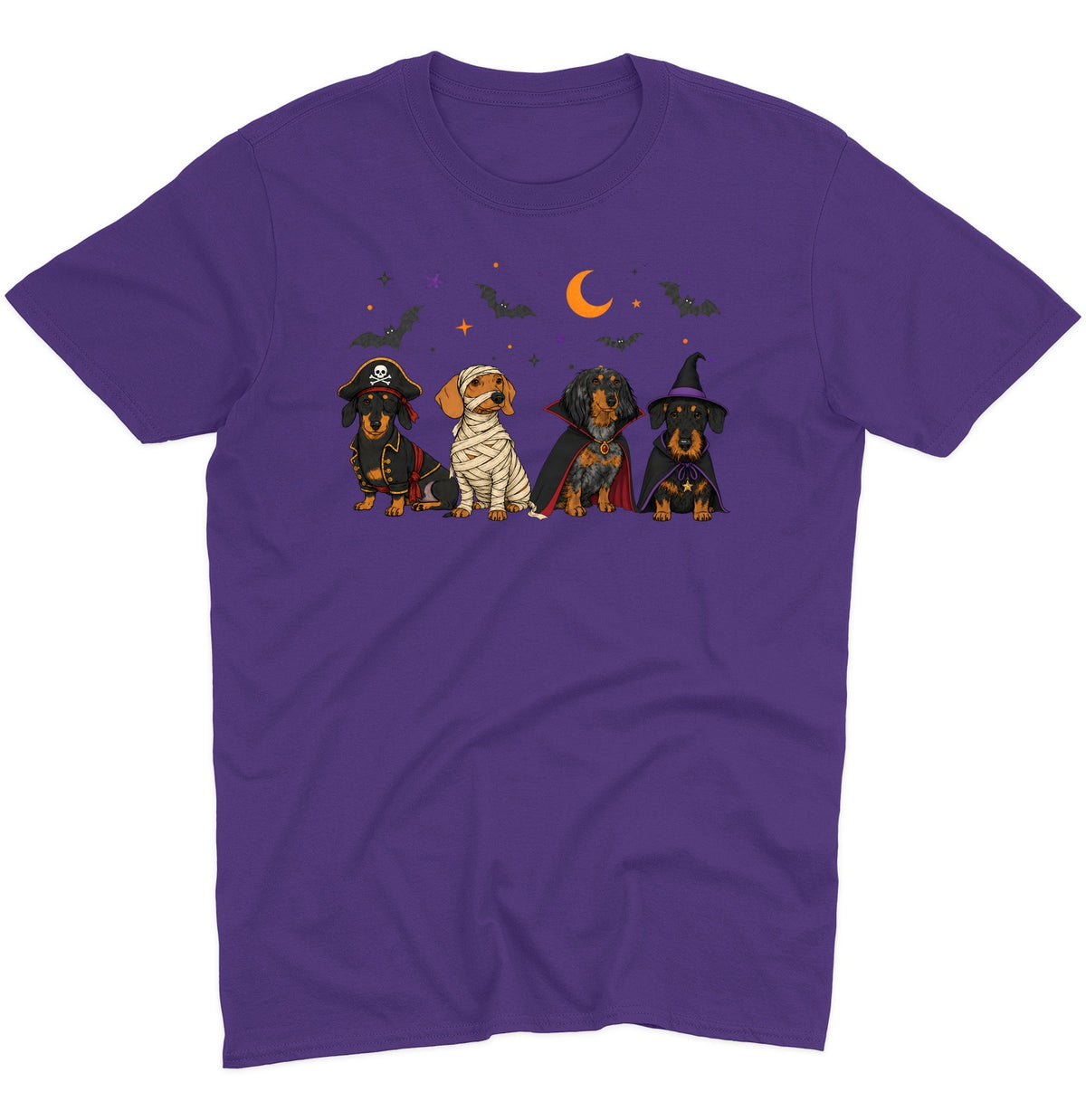 Dachshunds Halloween Lineup - Adult Unisex T-Shirt