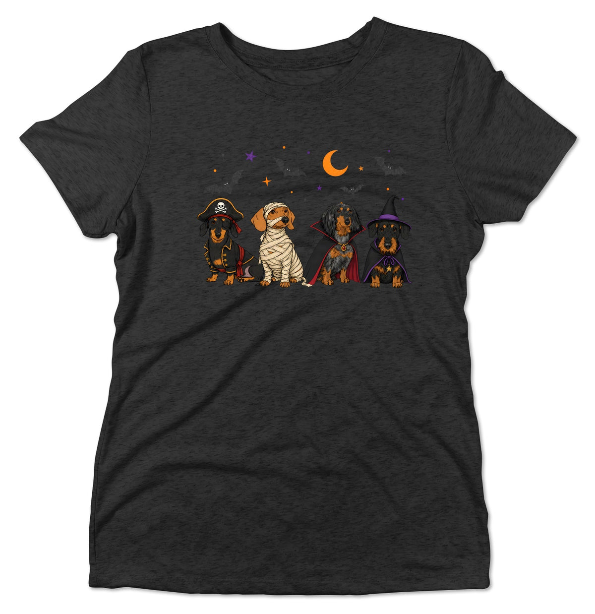 Dachshunds Halloween Lineup - Women's Tri-Blend T-Shirt