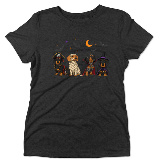 Dachshunds Halloween Lineup - Women's Tri-Blend T-Shirt