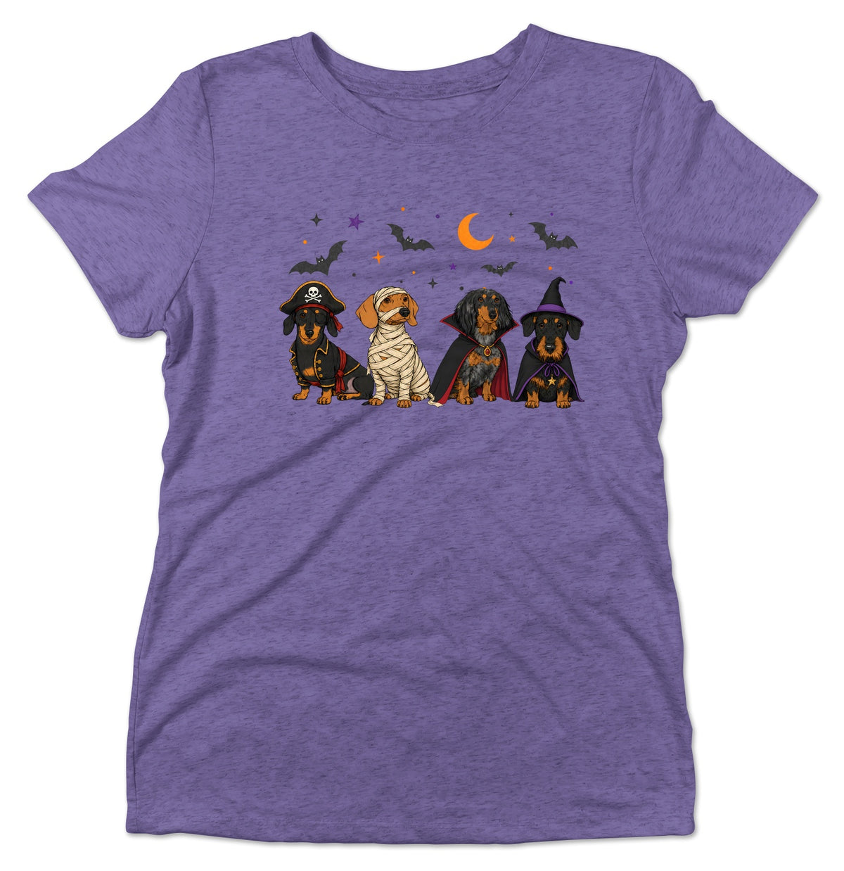 Dachshunds Halloween Lineup - Women's Tri-Blend T-Shirt