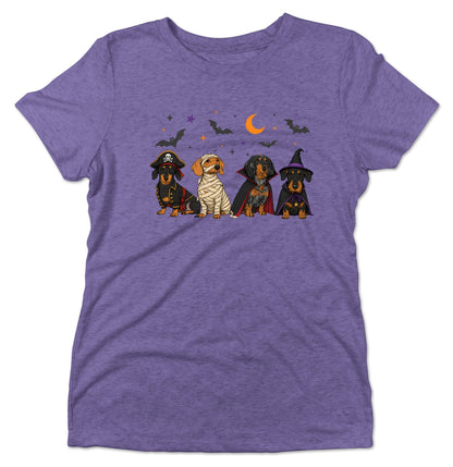 Dachshunds Halloween Lineup - Women's Tri-Blend T-Shirt