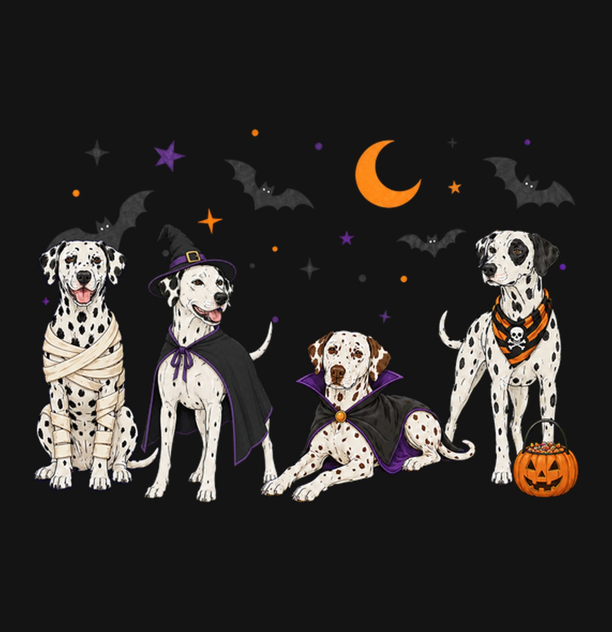 Dalmatian Halloween Lineup - Kids Unisex T-Shirt