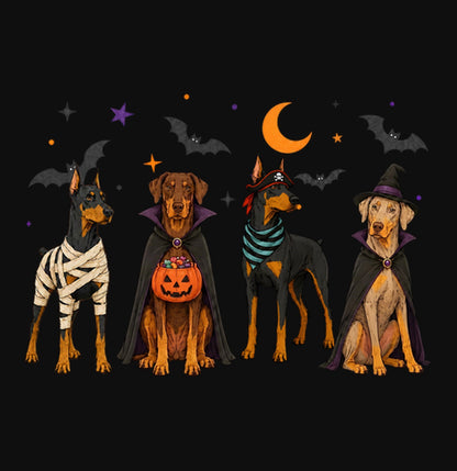 Doberman Pinscher Halloween Lineup - Adult Unisex Crewneck Sweatshirt