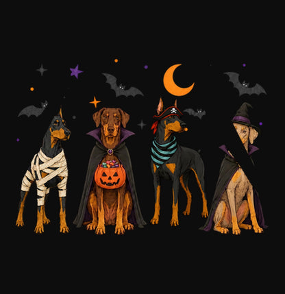 Doberman Pinscher Halloween Lineup - Adult Unisex Hoodie
