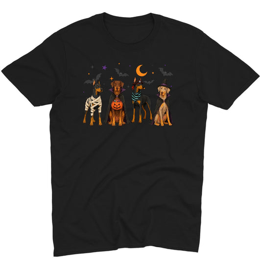 Doberman Pinscher Halloween Lineup - Adult Unisex T-Shirt