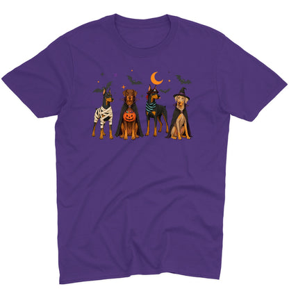 Doberman Pinscher Halloween Lineup - Adult Unisex T-Shirt