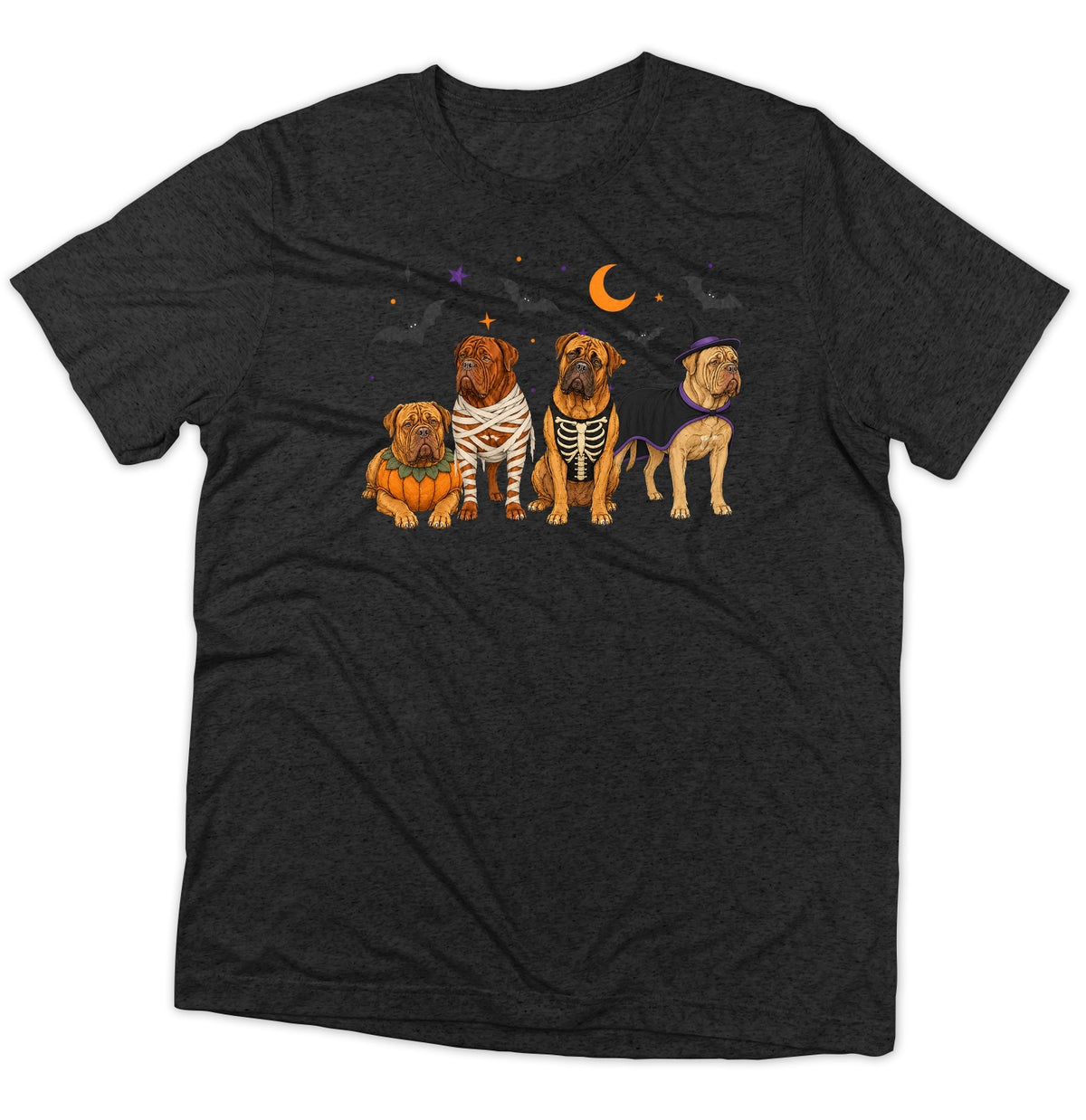Dogue de Bordeaux Halloween Lineup - Adult Tri-Blend T-Shirt