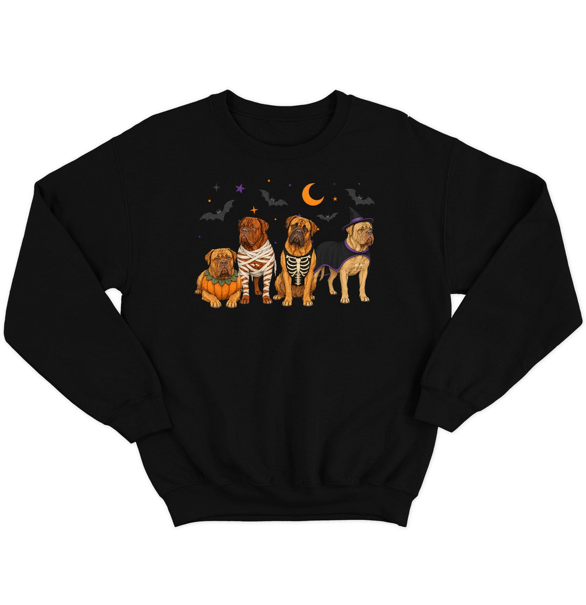 Dogue de Bordeaux Halloween Lineup - Adult Unisex Crewneck Sweatshirt