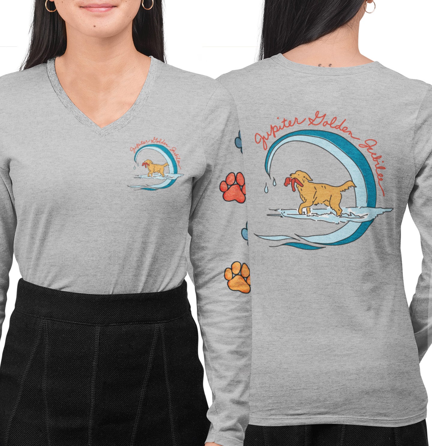 Jupiter Golden Jubilee - Women's V-Neck Long Sleeve T-Shirt