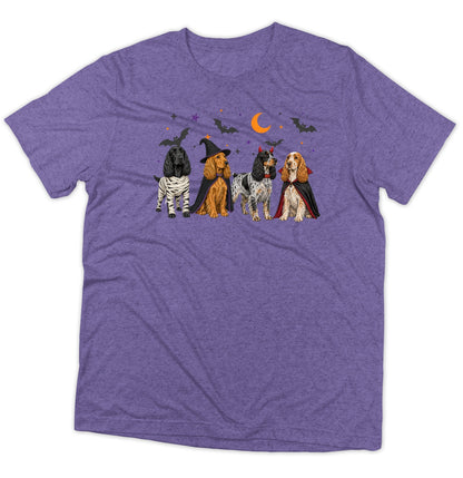 English Cocker Spaniel Halloween Lineup - Adult Tri-Blend T-Shirt
