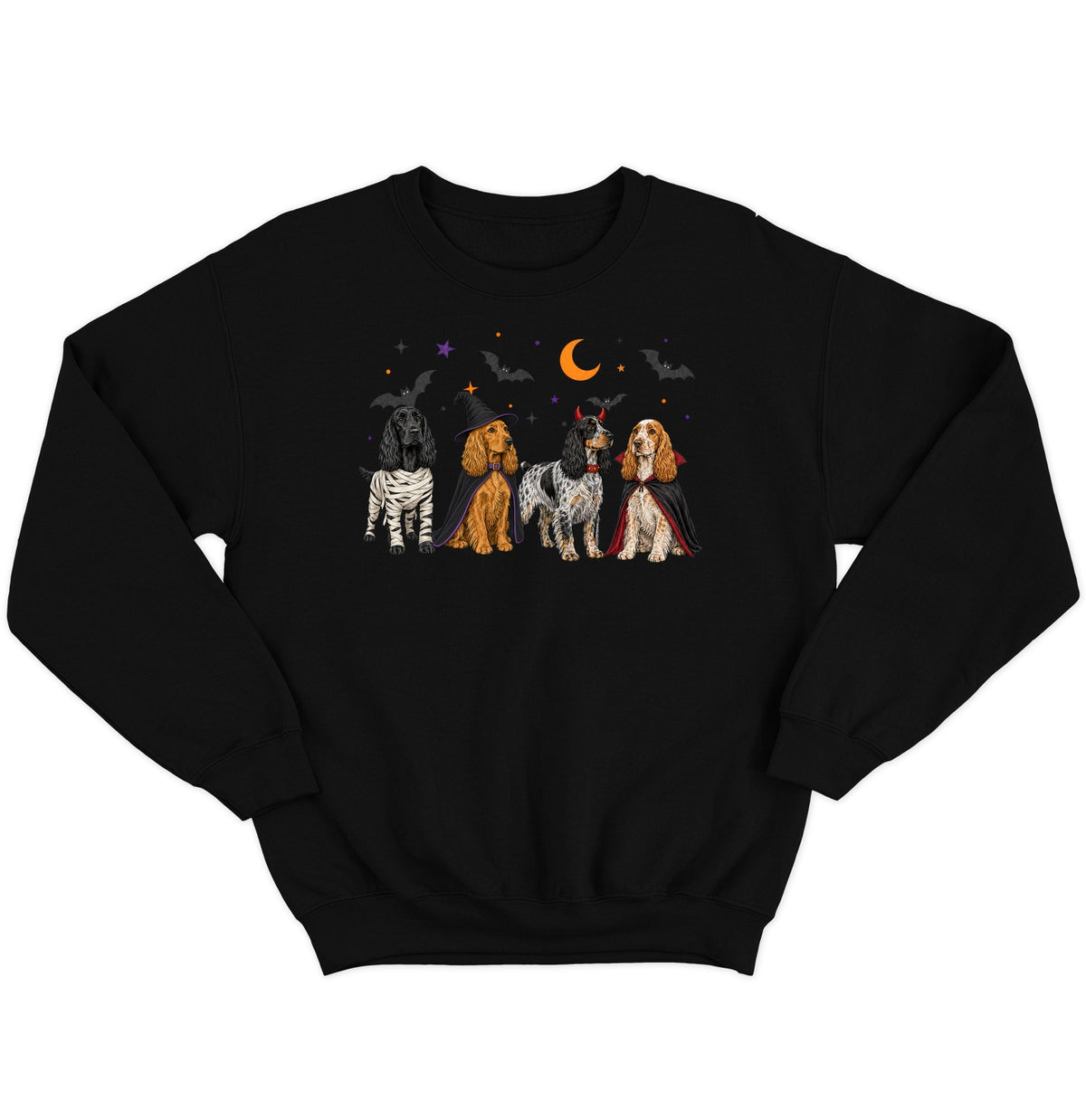 English Cocker Spaniel Halloween Lineup - Adult Unisex Crewneck Sweatshirt