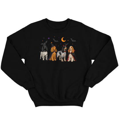 English Cocker Spaniel Halloween Lineup - Adult Unisex Crewneck Sweatshirt