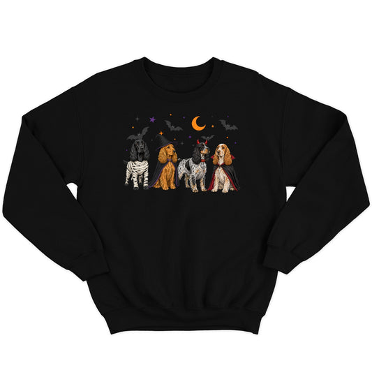 English Cocker Spaniel Halloween Lineup - Adult Unisex Crewneck Sweatshirt