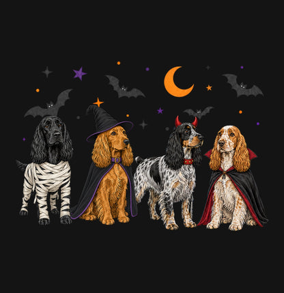 English Cocker Spaniel Halloween Lineup - Kids Unisex T-Shirt