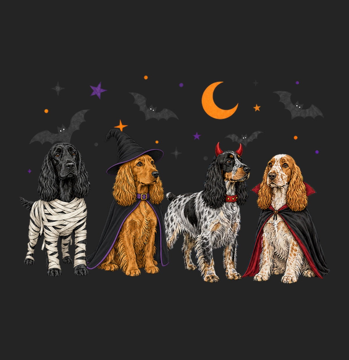 English Cocker Spaniel Halloween Lineup - Women's Tri-Blend T-Shirt