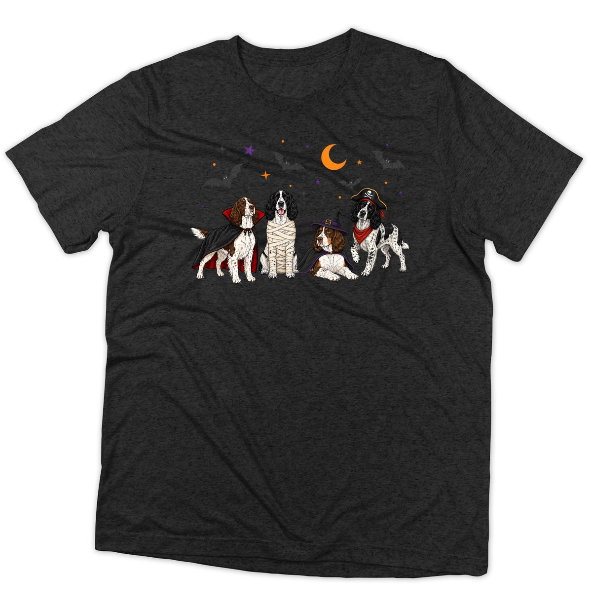 English Springer Spaniel Halloween Lineup - Adult Tri-Blend T-Shirt