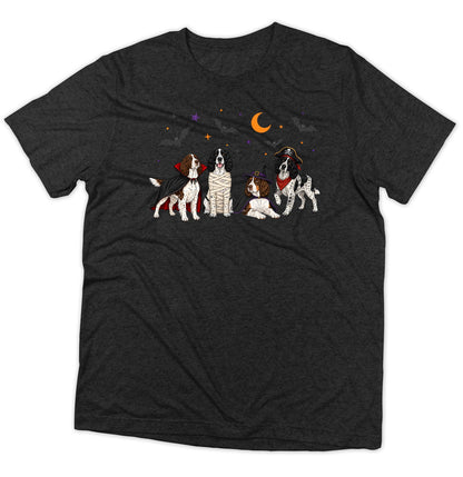 English Springer Spaniel Halloween Lineup - Adult Tri-Blend T-Shirt