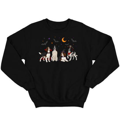 English Springer Spaniel Halloween Lineup - Adult Unisex Crewneck Sweatshirt
