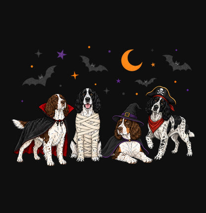 English Springer Spaniel Halloween Lineup - Adult Unisex Crewneck Sweatshirt