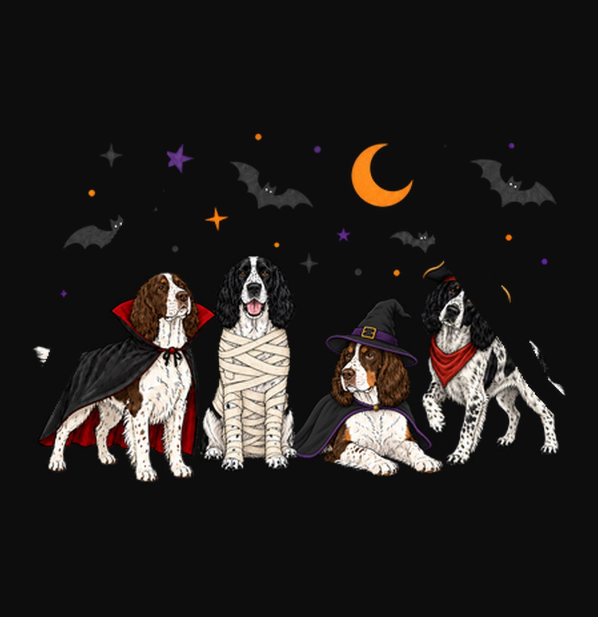 English Springer Spaniel Halloween Lineup - Adult Unisex Hoodie