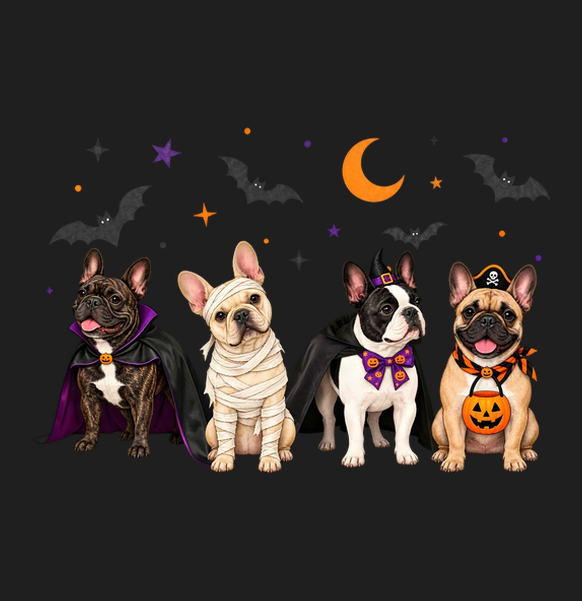 French Bulldog Halloween Lineup - Adult Tri-Blend T-Shirt