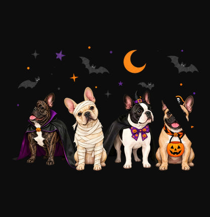 French Bulldog Halloween Lineup - Adult Unisex Hoodie
