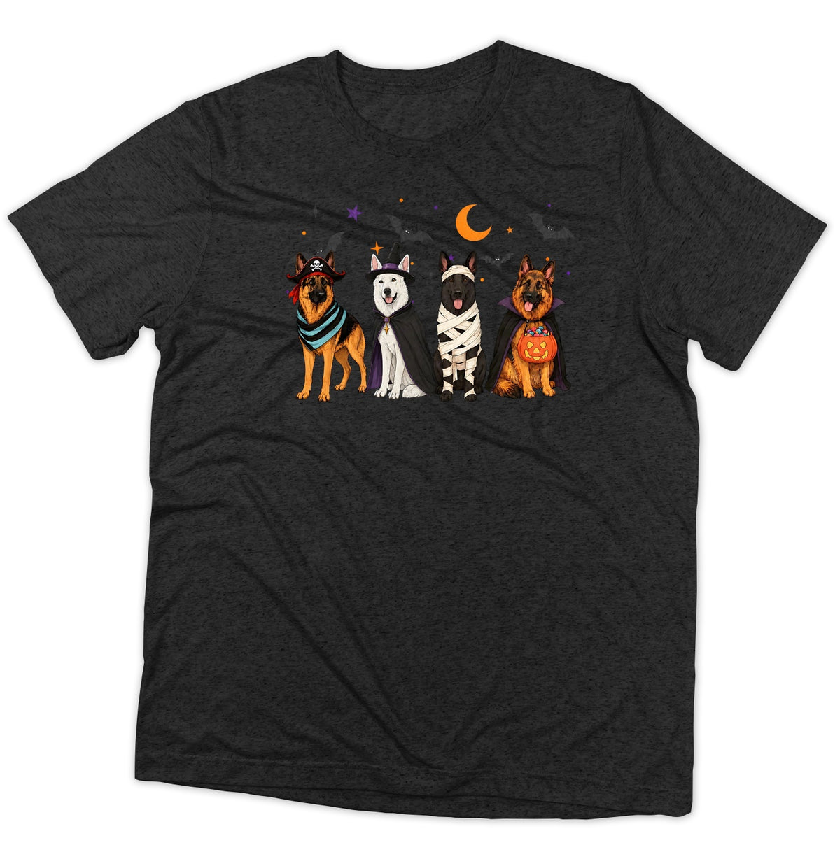 German Shepherd Halloween Lineup - Adult Tri-Blend T-Shirt