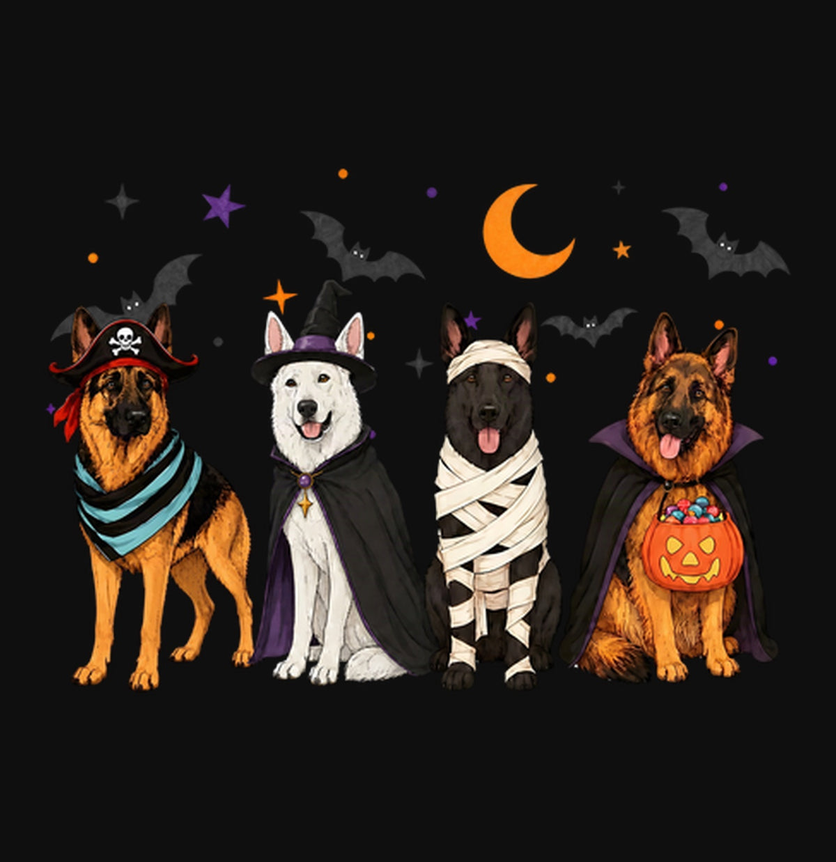 German Shepherd Halloween Lineup - Adult Unisex Crewneck Sweatshirt