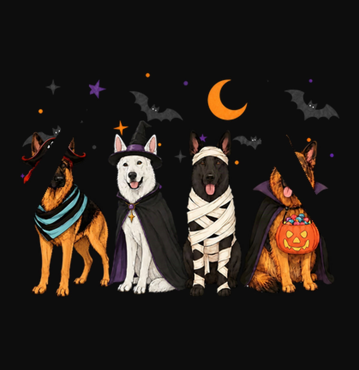 German Shepherd Halloween Lineup - Adult Unisex Hoodie